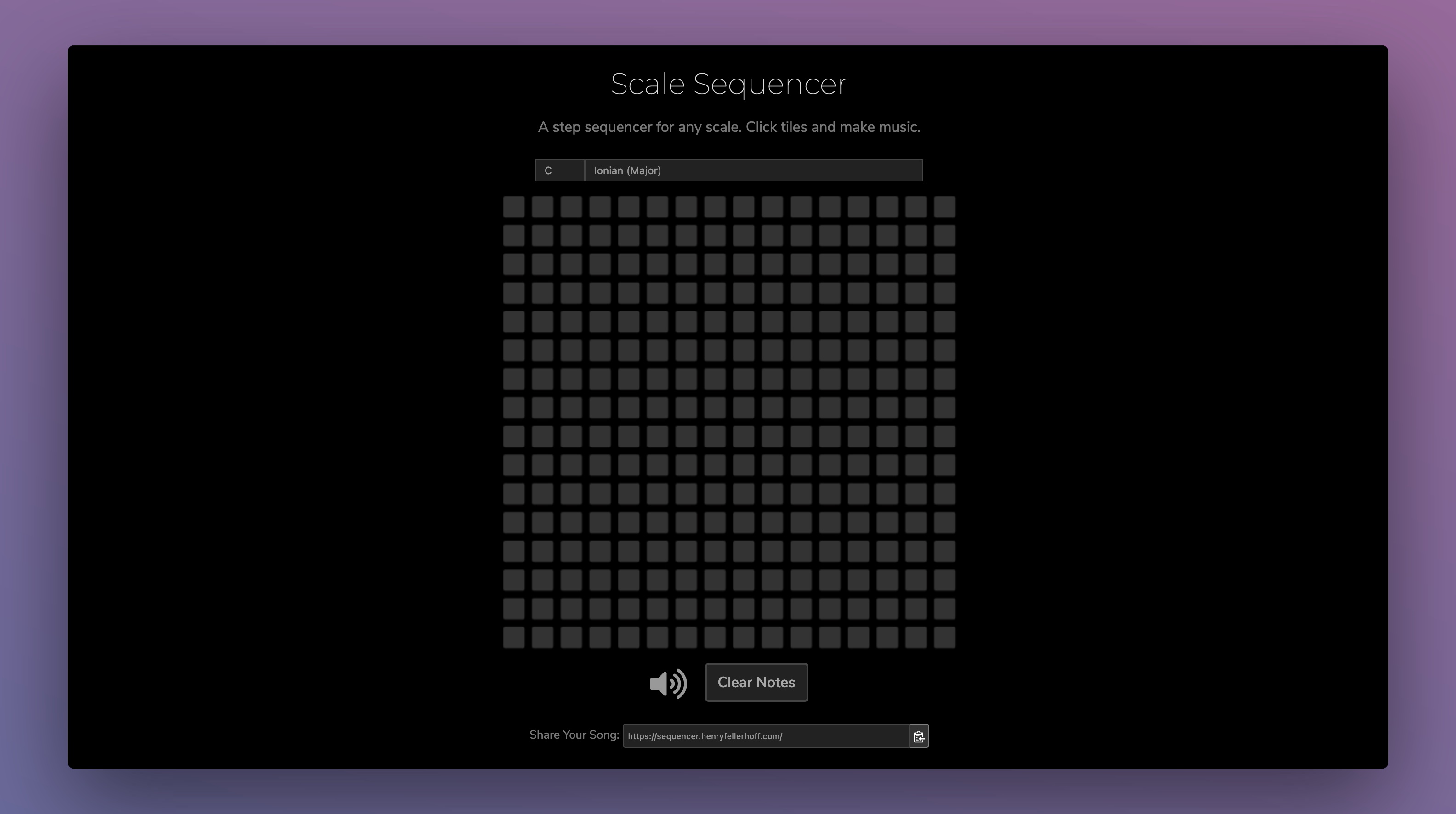 Screenshot of the Scale Sequencer app