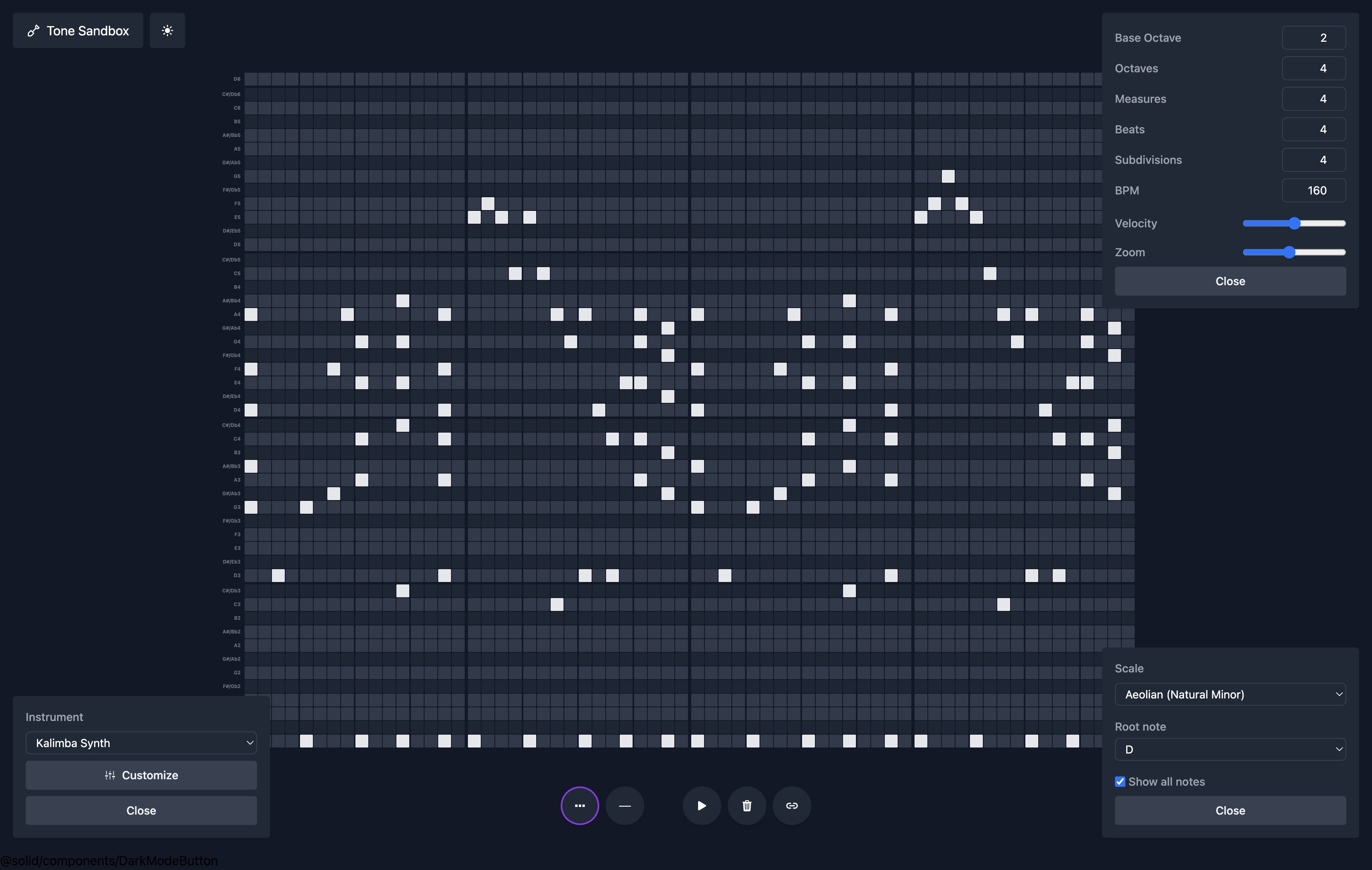 Screenshot of the sequencer app