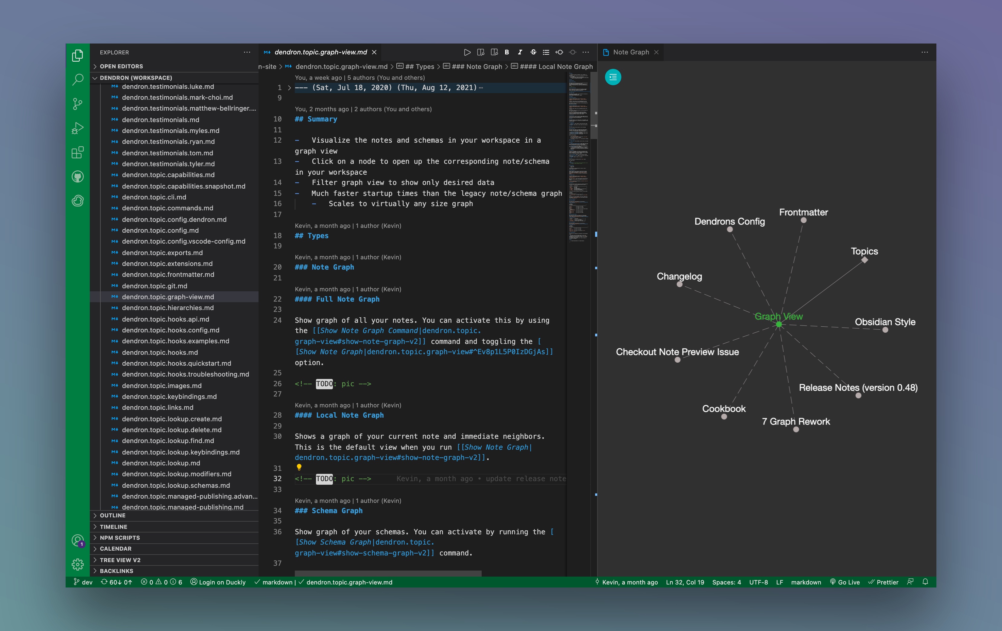 Screenshot of Dendron local graph view