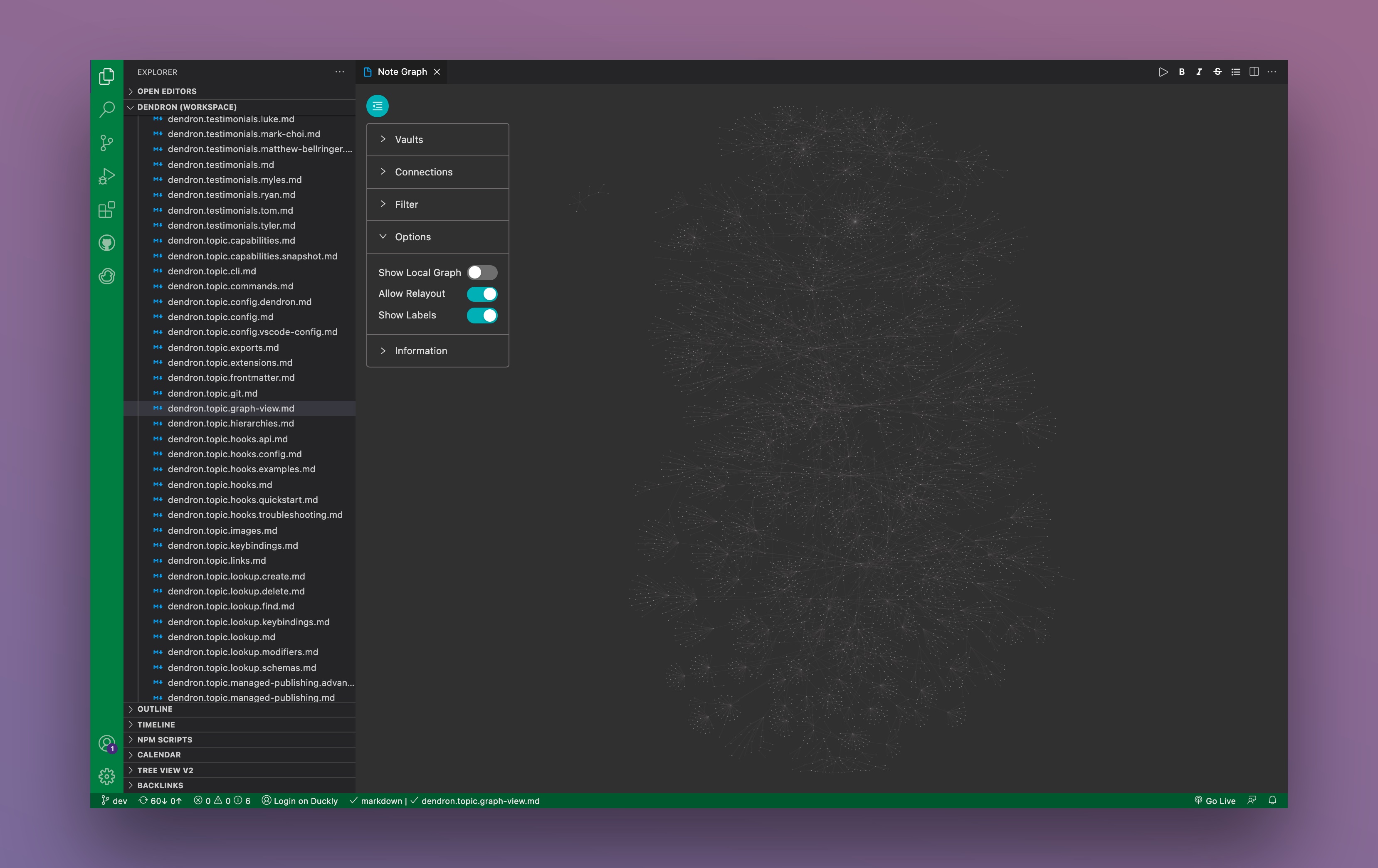 Screenshot of Dendron global graph view